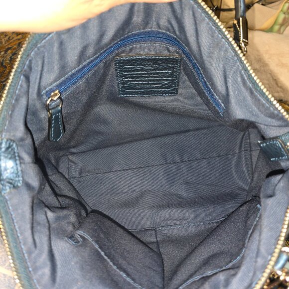 Coach Madison Small Kelsey Blue Metallic Leather Satchel - Picture 6 of 10